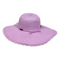 Hats – 12 PCS Straw Big Rim Hat w/ Beads - Purple -HT-M234PL
